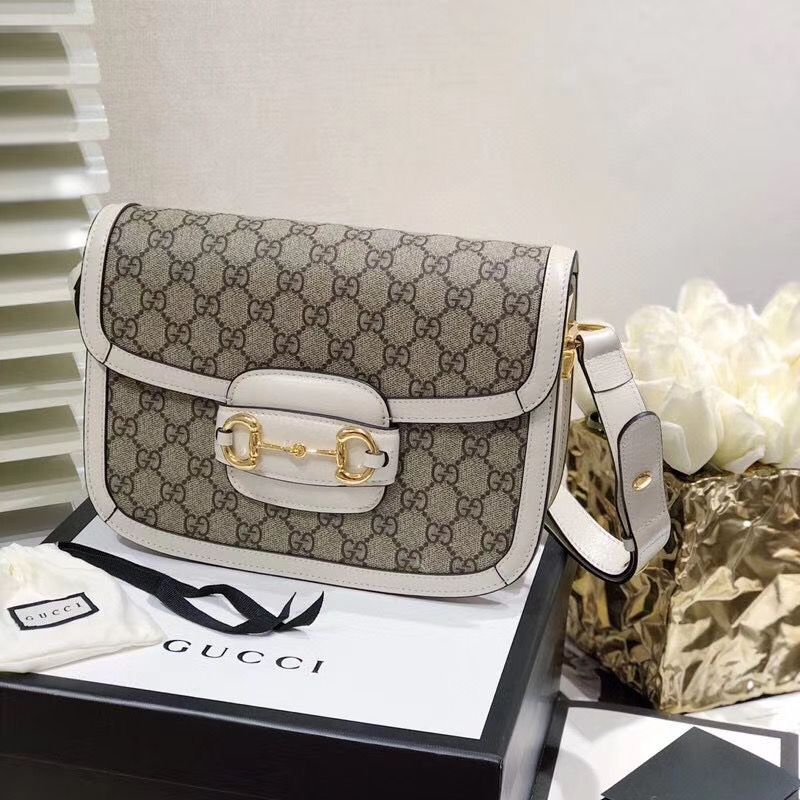 Gucci Horsebit 1955 GG Supreme Bag 602204 White