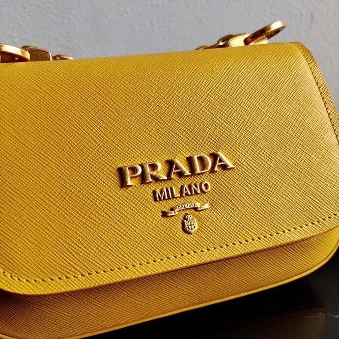 Prada Saffiano leather shoulder bag 2BD275 yellow