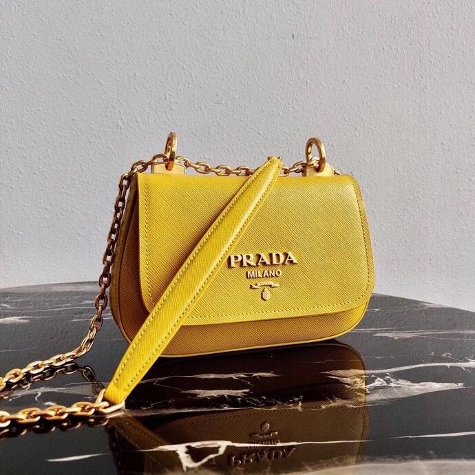 Prada Saffiano leather shoulder bag 2BD275 yellow