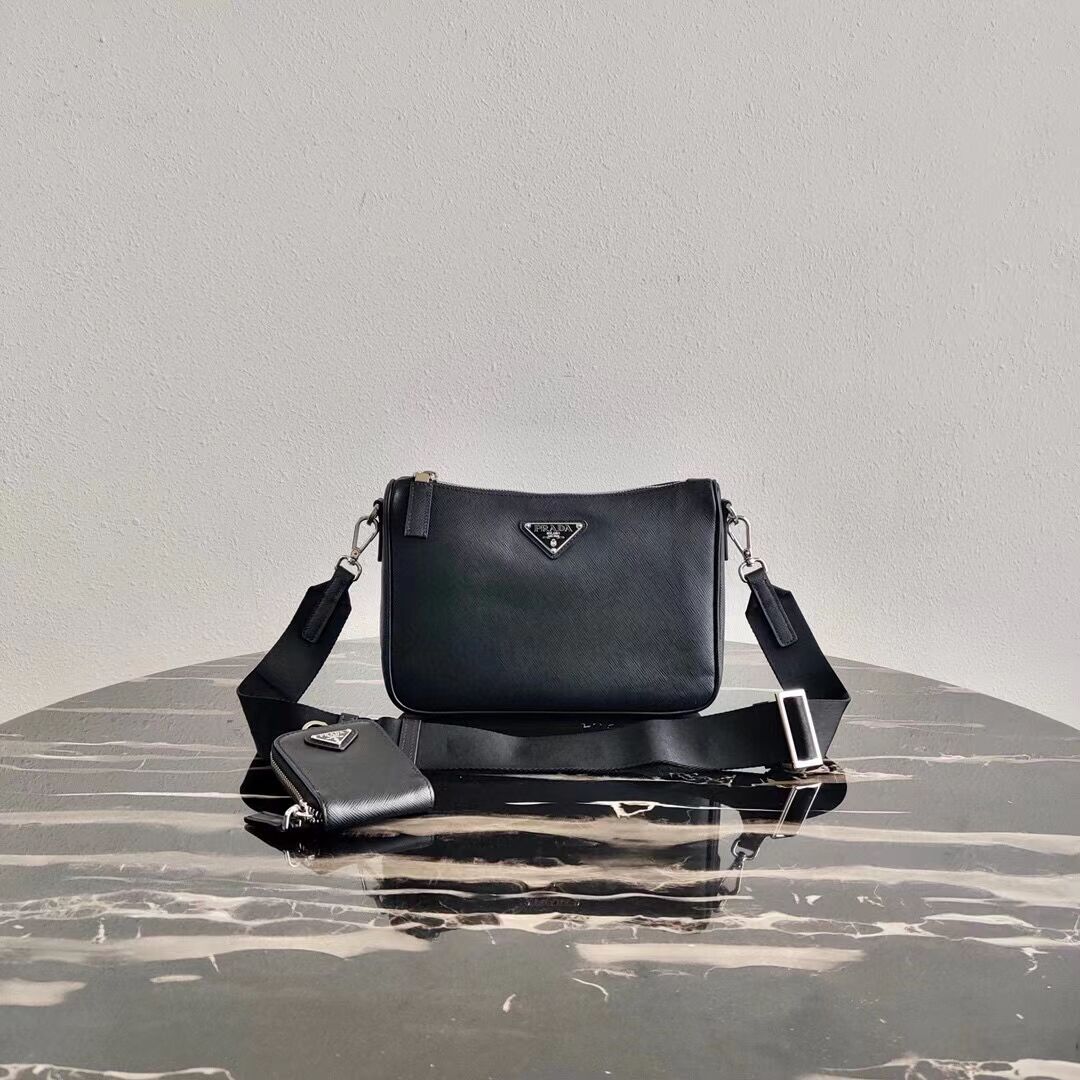 Prada Saffiano leather shoulder bag 2VH113 black