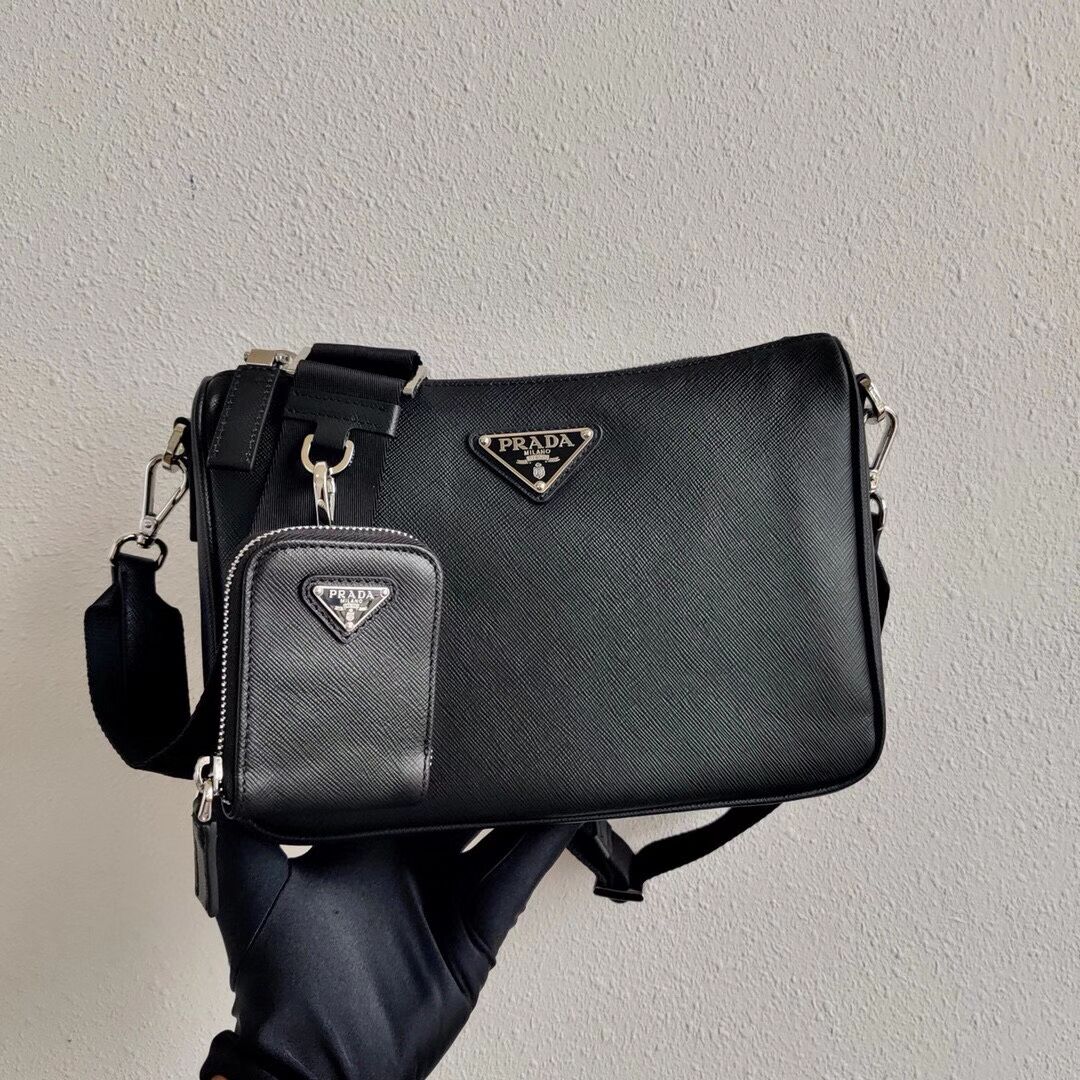 Prada Saffiano leather shoulder bag 2VH113 black