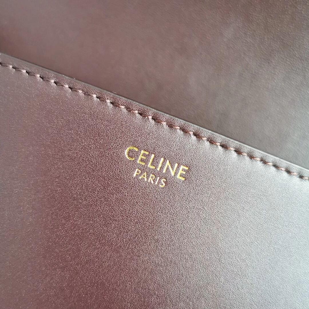 Celine SMALL CLASSIC BAG IN BOX CALFSKIN CL91373 Burgundy