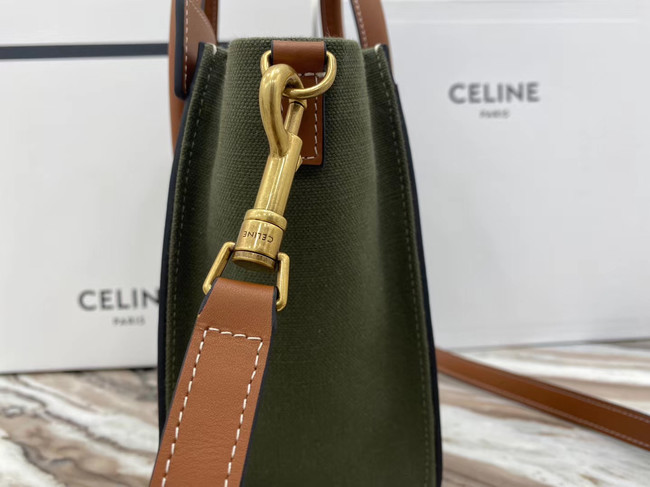 CELINE NANO LUGGAGE BAG IN FLORAL JACQUARD AND CALFSKIN 189242 TAN&Khaki