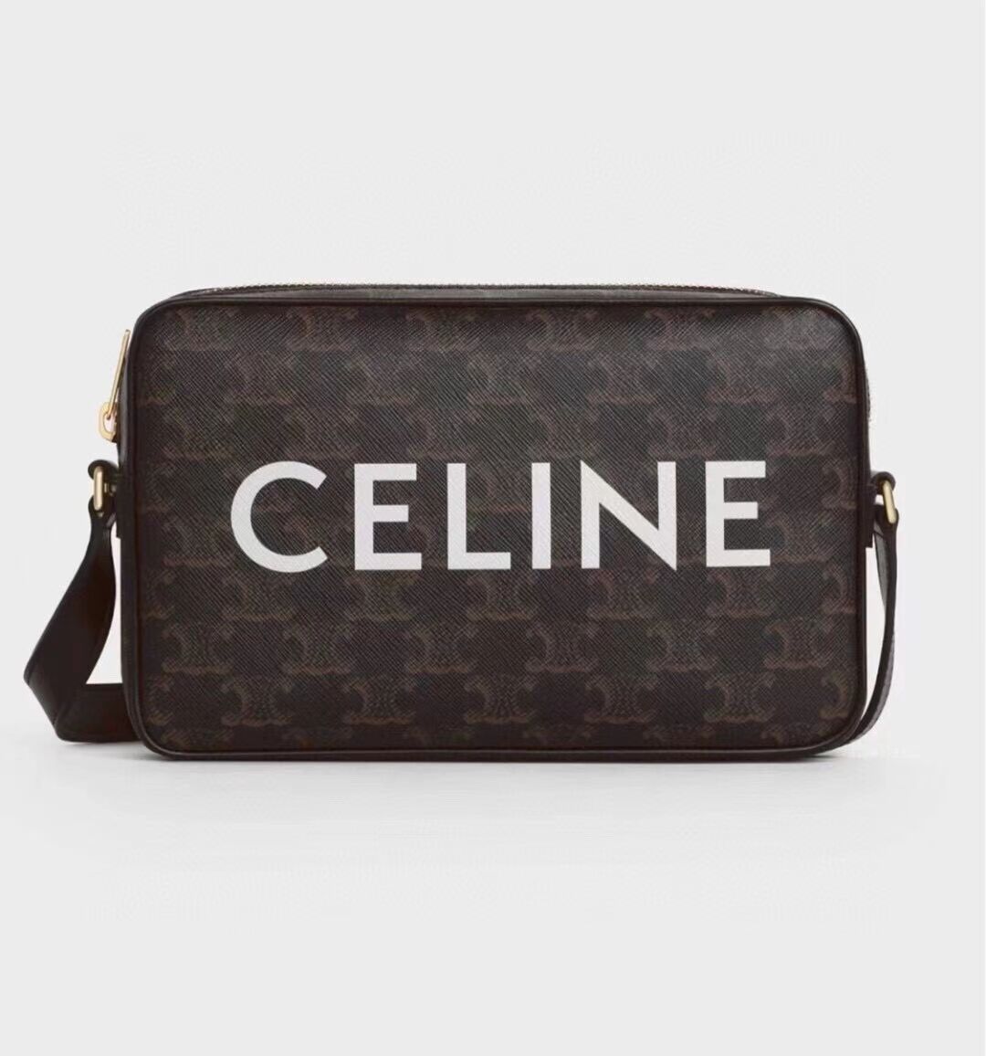 Celine MINI FOLCO BAG IN TRIOMPHE CANVAS CL9450 black