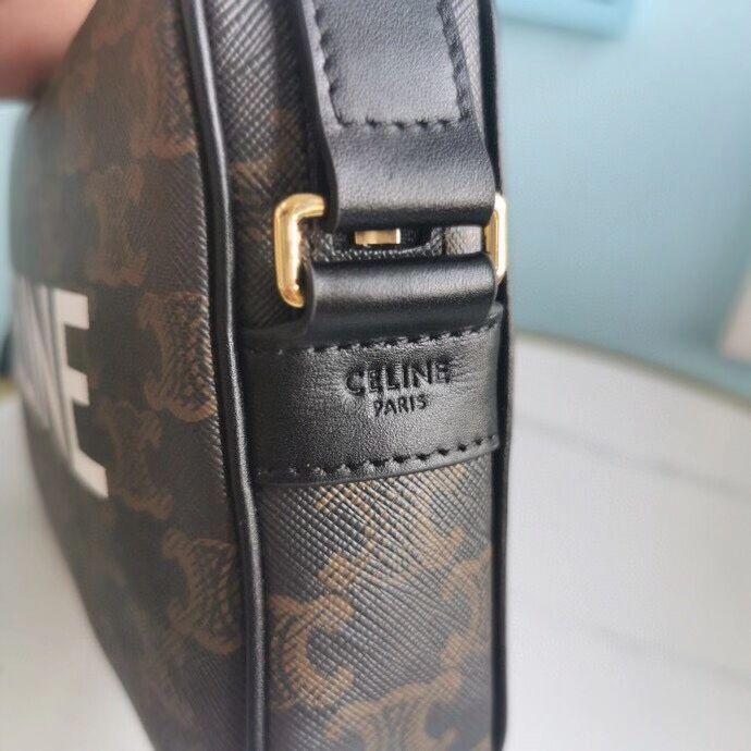 Celine MINI FOLCO BAG IN TRIOMPHE CANVAS CL9450 black