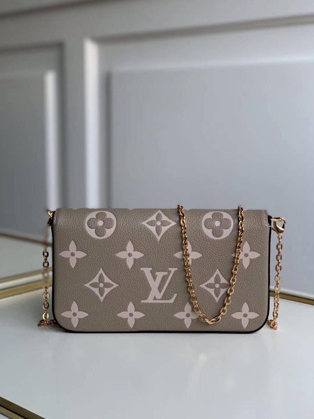 Louis Vuitton Original POCHETTE FELICIE Chain Bag M69977 grey