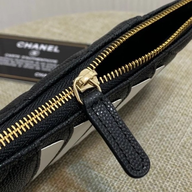 BOY CHANEL Calfskin Leather Card packet AP1482 black