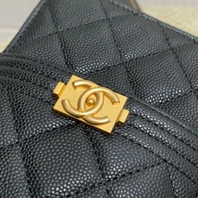 BOY CHANEL Calfskin Leather Card packet AP1482 black