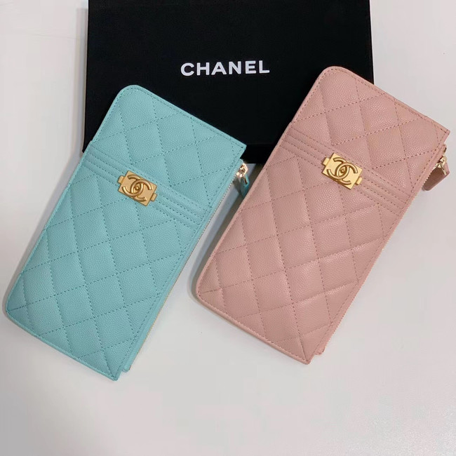 BOY CHANEL Calfskin Leather Card packet AP1482 pink