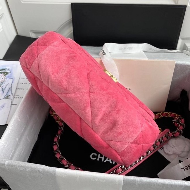 Chanel 19 flap bag velvet AS1160 pink