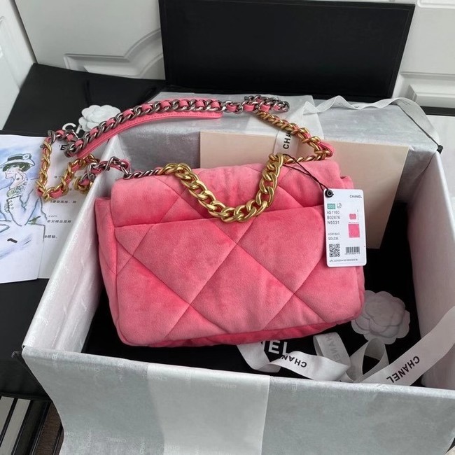 Chanel 19 flap bag velvet AS1160 pink