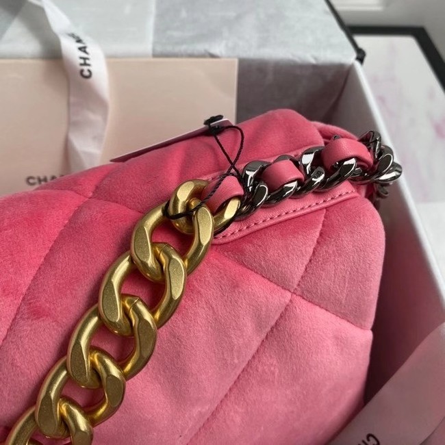 Chanel 19 flap bag velvet AS1161 pink