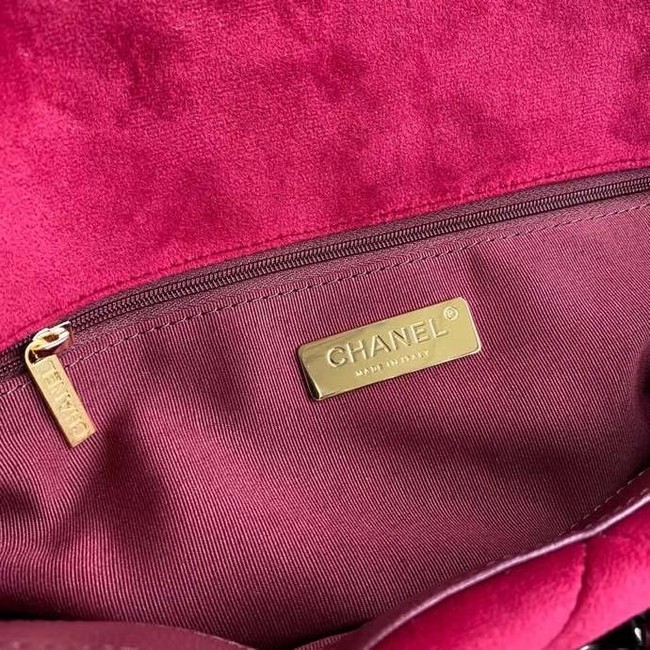 Chanel 19 flap bag velvet AS1161 red