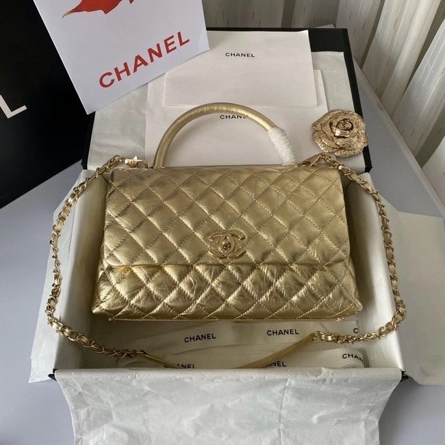 Chanel Flap Bag with Top Handle A92991 gold