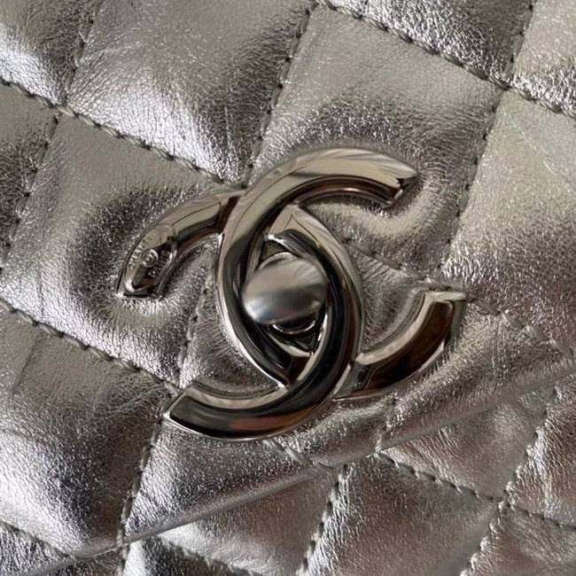 Chanel Flap Bag with Top Handle A92991 silver