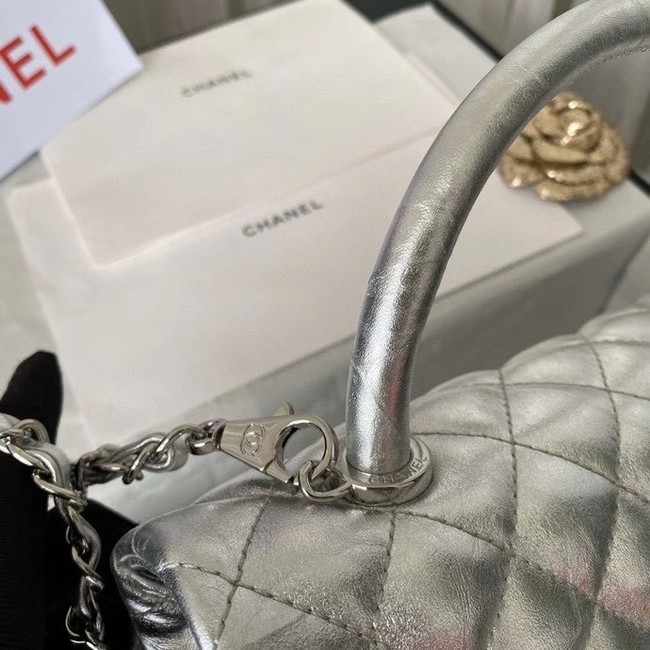 Chanel Flap Bag with Top Handle A92991 silver