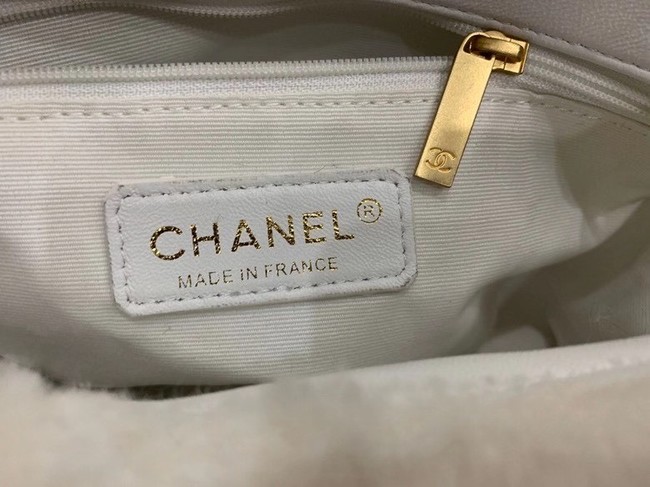 Chanel flap bag Shearling Lambskin & Gold-Tone Metal AS2240 White