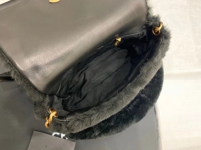 Chanel flap bag Shearling Lambskin & Gold-Tone Metal AS2240 black