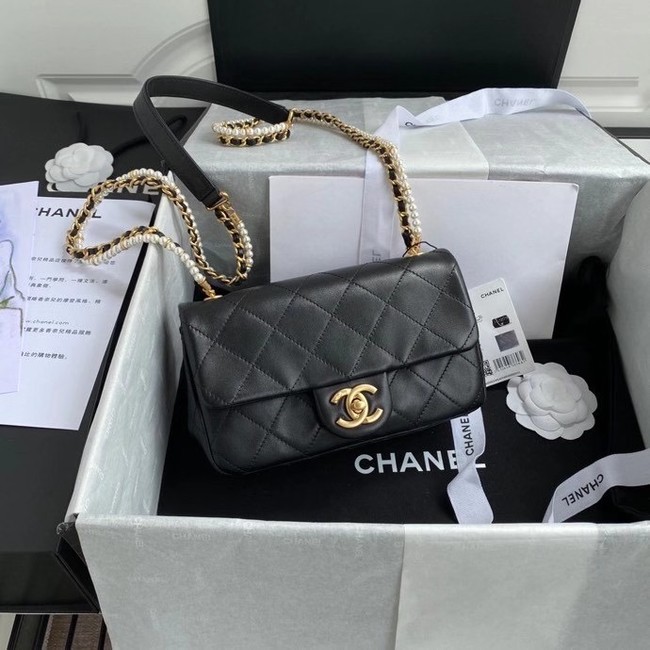 Chanel small flap bag Lambskin & Gold-Tone Metal AS2210 black