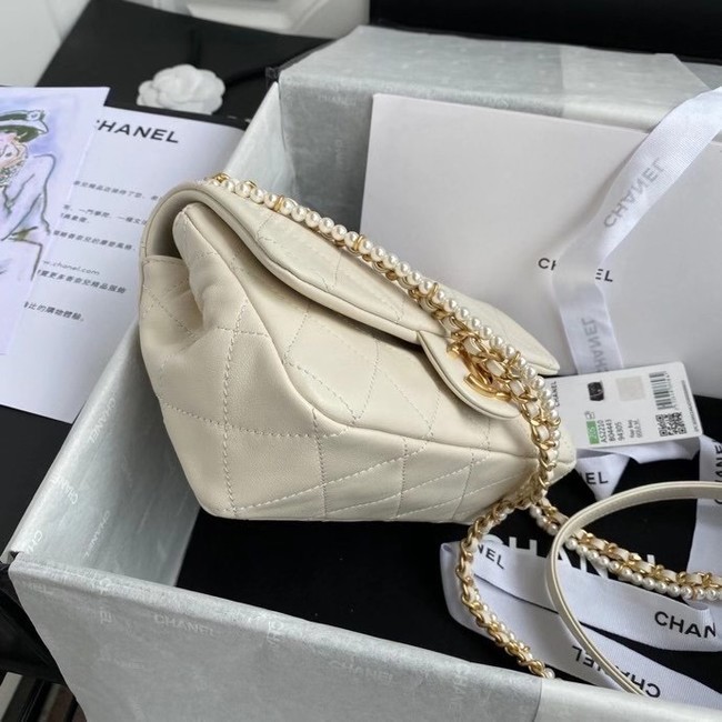 Chanel small flap bag Lambskin & Gold-Tone Metal AS2210 white