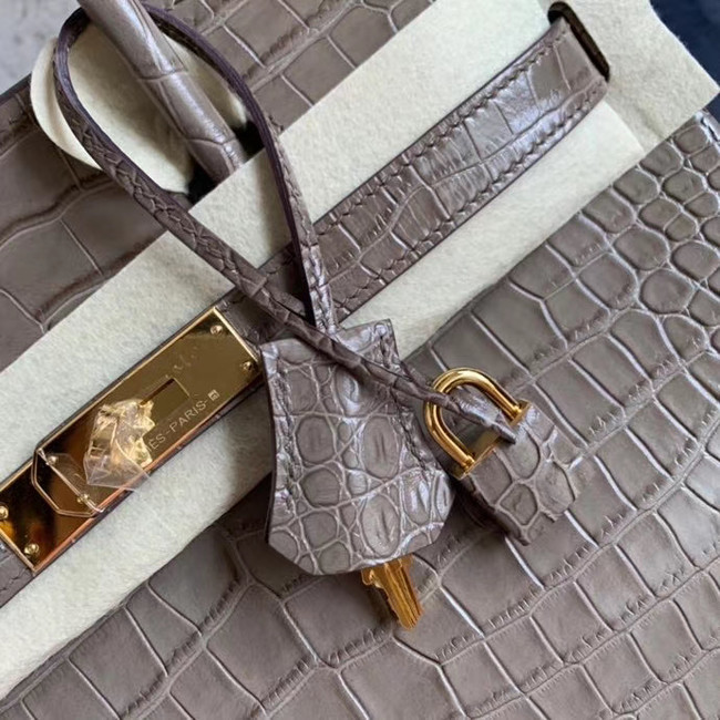 Hermes Birkin Bag Original Leather crocodile HBK35 grey