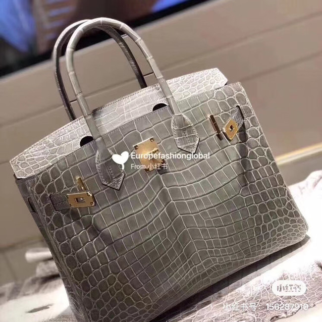 Hermes Birkin Bag Original Leather crocodile HBK35 grey