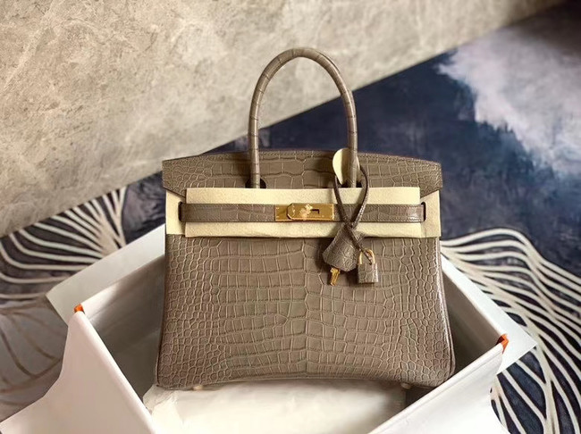 Hermes Birkin Bag Original Leather crocodile HBK35 grey