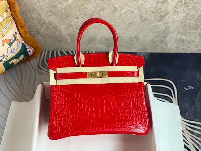 Hermes Birkin Bag Original Leather crocodile HBK35 red