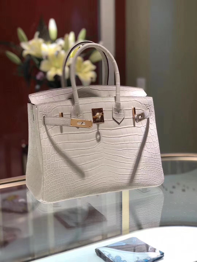 Hermes Birkin Bag Original Leather crocodile HBK35 white