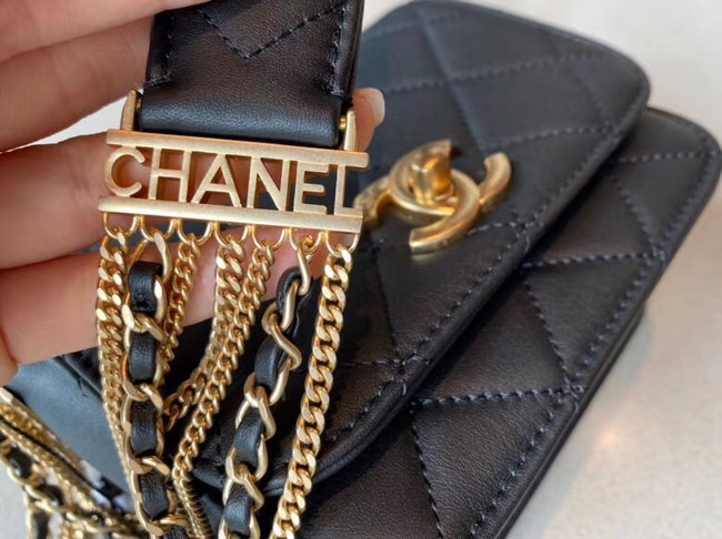 Chanel small flap bag Lambskin & Gold-Tone Metal AS2051 black