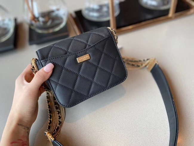Chanel small flap bag Lambskin & Gold-Tone Metal AS2051 black