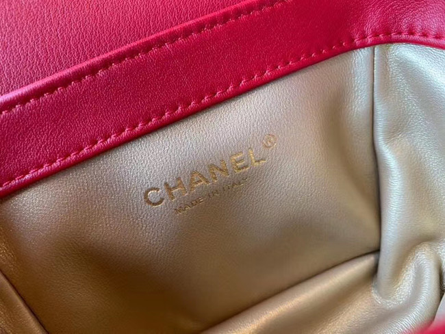 Chanel small flap bag Lambskin & Gold-Tone Metal AS2051 red