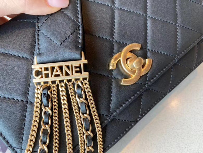 Chanel small flap bag Lambskin & Gold-Tone Metal AS2052 black