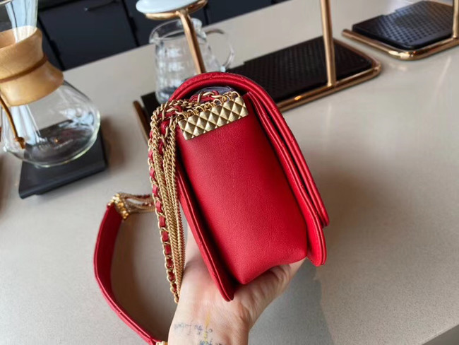 Chanel small flap bag Lambskin & Gold-Tone Metal AS2052 red