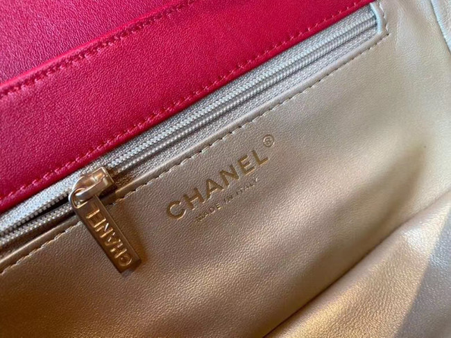 Chanel small flap bag Lambskin & Gold-Tone Metal AS2052 red