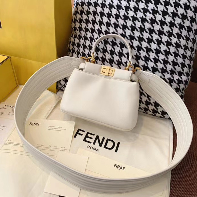 Fendi PEEKABOO ICONIC MINI nappa leather bag 8BN244 white