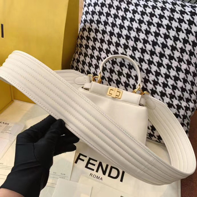 Fendi PEEKABOO ICONIC MINI nappa leather bag 8BN244 white