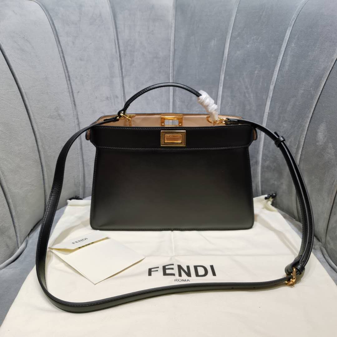 Fendi PEEKABOO ISEEU EAST-WEST Black leather bag 8BN323