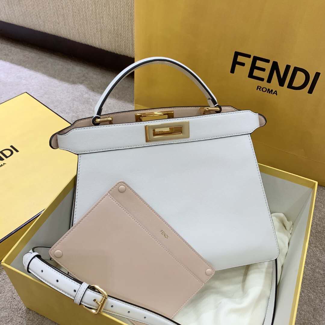 Fendi PEEKABOO ISEEU EAST-WEST WHITE leather bag 8BN323