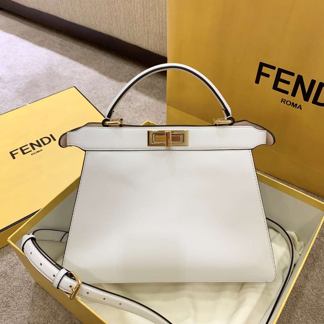 Fendi PEEKABOO ISEEU EAST-WEST WHITE leather bag 8BN323