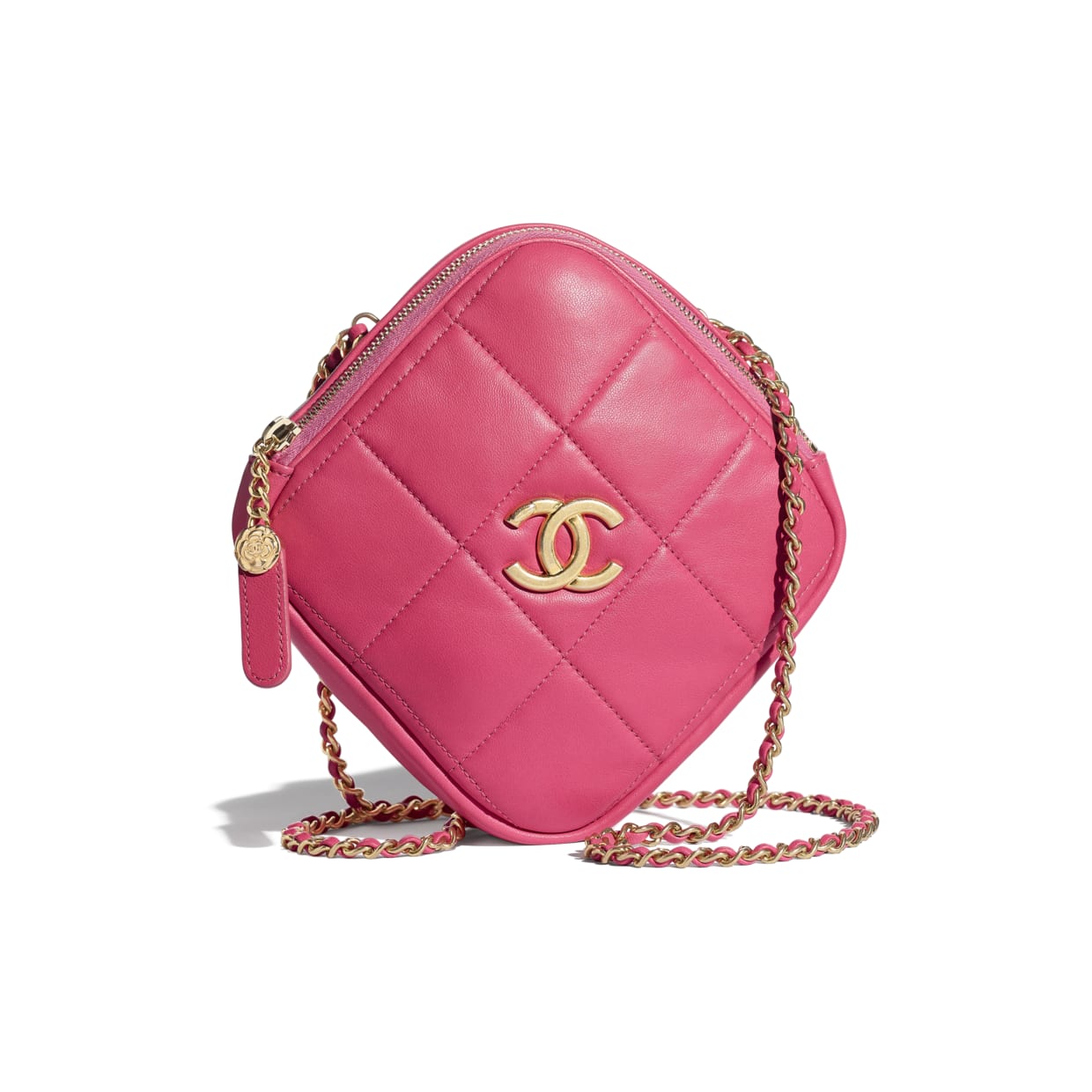 Chanel small diamond bag Grained Calfskin & Gold-Tone Metal AS2201 Pink