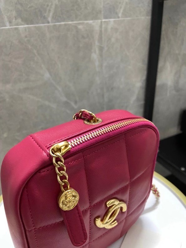 Chanel small diamond bag Grained Calfskin & Gold-Tone Metal AS2201 Pink