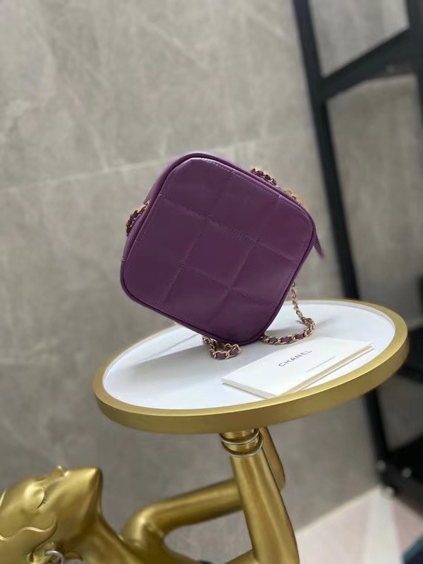 Chanel small diamond bag Grained Calfskin & Gold-Tone Metal AS2201 purple