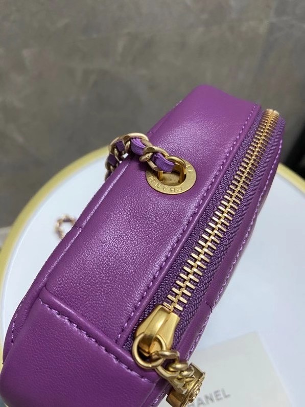 Chanel small diamond bag Grained Calfskin & Gold-Tone Metal AS2201 purple