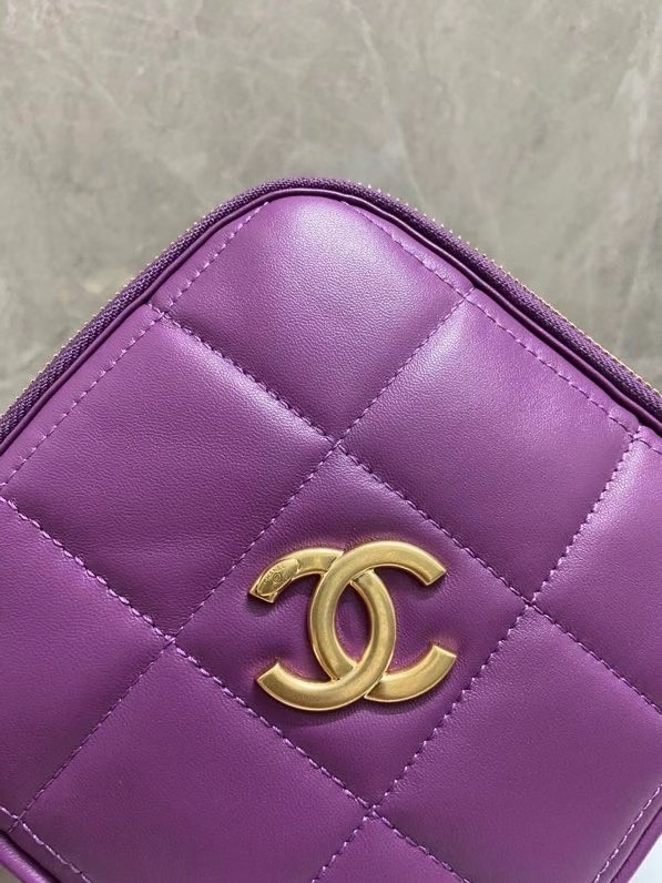 Chanel small diamond bag Grained Calfskin & Gold-Tone Metal AS2201 purple