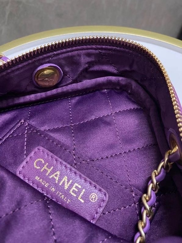 Chanel small diamond bag Grained Calfskin & Gold-Tone Metal AS2201 purple
