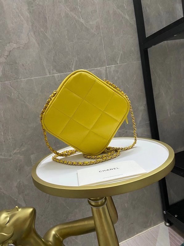 Chanel small diamond bag Grained Calfskin & Gold-Tone Metal AS2201 yellow