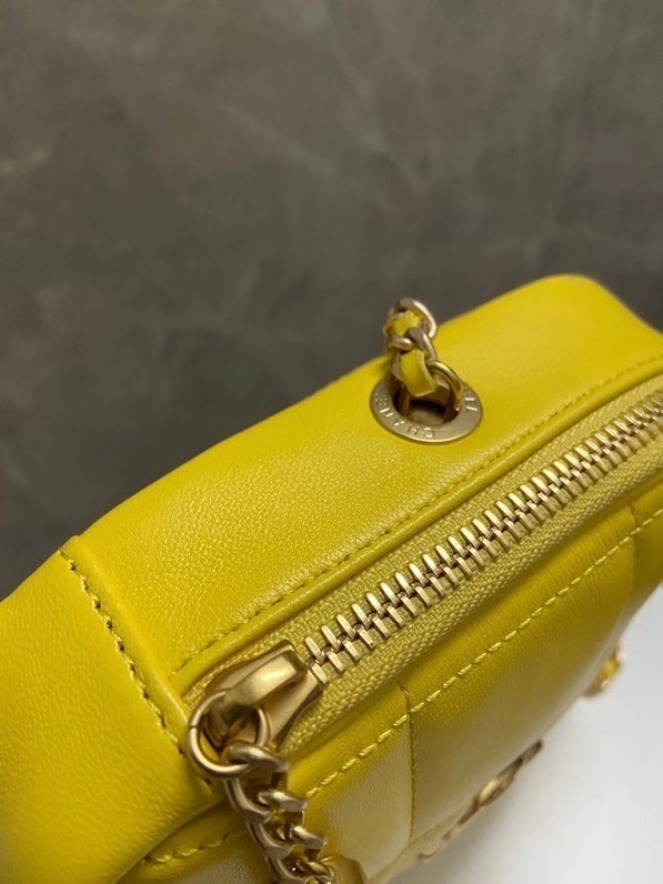 Chanel small diamond bag Grained Calfskin & Gold-Tone Metal AS2201 yellow