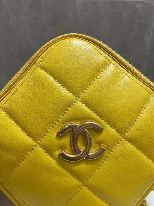 Chanel small diamond bag Grained Calfskin & Gold-Tone Metal AS2201 yellow