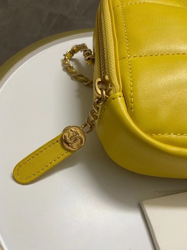 Chanel small diamond bag Grained Calfskin & Gold-Tone Metal AS2201 yellow